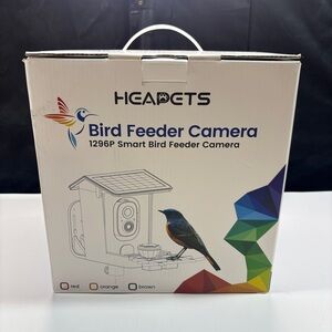 Heapets 1296P Waterproof 1.25 Liter Seed Capacity Smart Bird Feeder Camera - Red